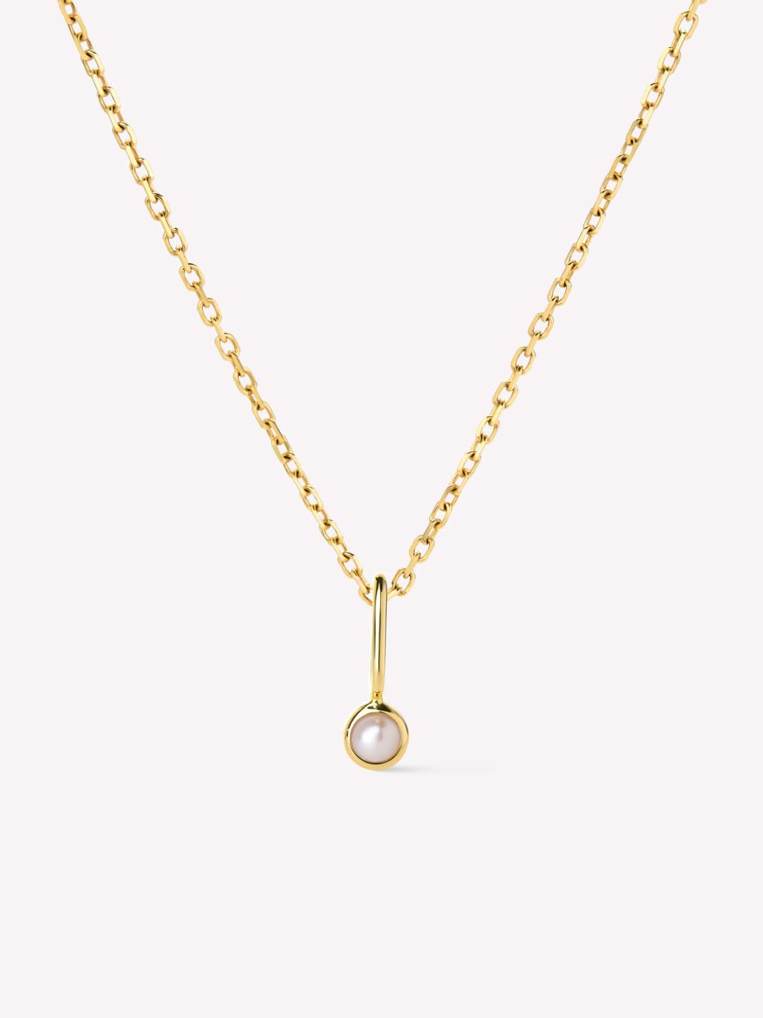 Solid Gold Pearl Spring Ring Clasp Birthstone Pendant Necklaces For Women Ana Gold Birthstone Necklace