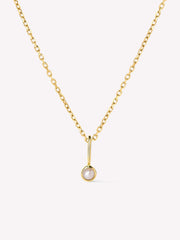 Solid Gold Pearl Spring Ring Clasp Birthstone Pendant Necklaces For Women Ana Gold Birthstone Necklace