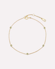 Solid Yellow Gold - Alexandrite Birthstone Station Bracelet