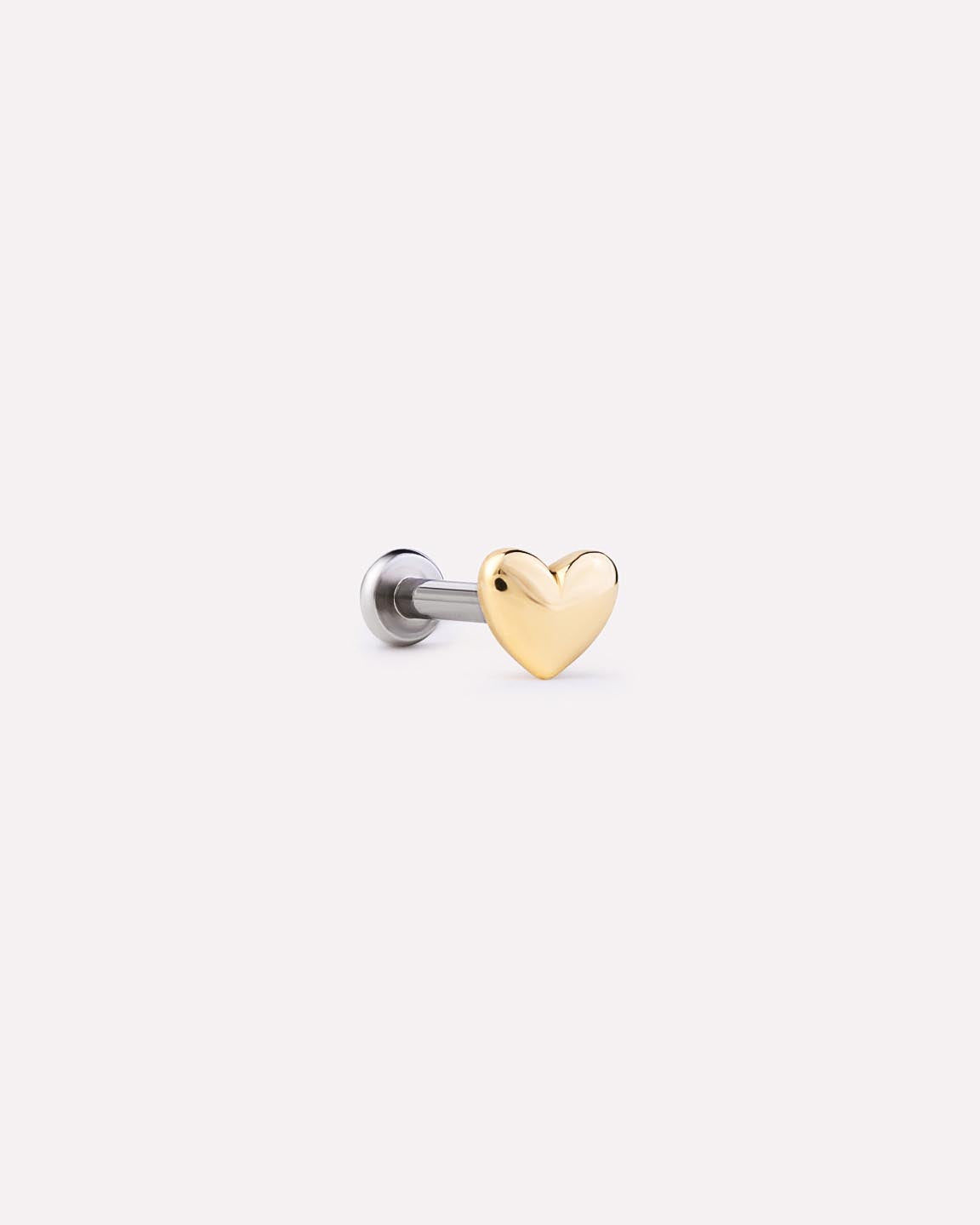 Solid Yellow Gold - Heart Flatback Single Stud