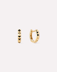 Solid Yellow Gold - Pyramid Huggie Hoops