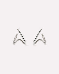 Solid White Gold - Diamond Aurora Huggie Studs