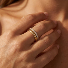 2-Piece CZ + Smooth Finish Stacking Rings
