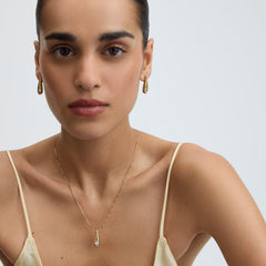 Gold Teardrop Pendant Necklace for Women with Clear Crystal, Minimalist Dainty Jewelry