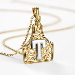 14K Elegant Cowgirl Initial Necklace