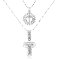 2-Piece 14K Diamond Letter Initial Necklaces