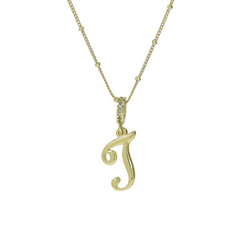 Elegant Cursive Font Satellite Chain Initial Necklace