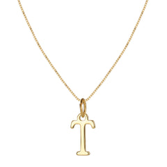 14K Minimal Serif Initial Necklace