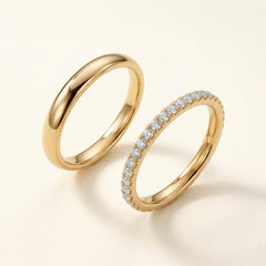 2-Piece CZ + Smooth Finish Stacking Rings