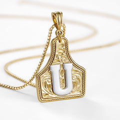 14K Elegant Cowgirl Initial Necklace