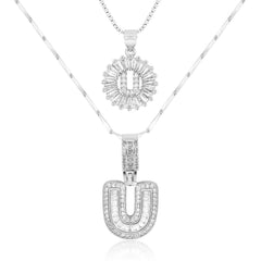 2-Piece 14K Diamond Letter Initial Necklaces