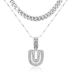 2-Piece 14K Layered Cuban & Initial Necklaces