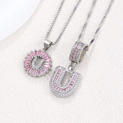 2-Piece 14K Diamond Letter Initial Necklaces (Limited Pink Edition)