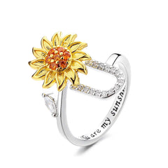Spinning Sunflower "You Are My Sunshine" Initial Ring