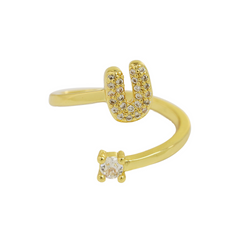 Dainty Bubble Diamond Wrap Initial Ring