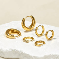 3 Pair 14K Dainty Hoop Earrings Set
