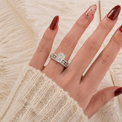 3-Piece Pave Solitare Cut Ring Stack