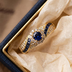 18K CZ Saphire Accented Ring