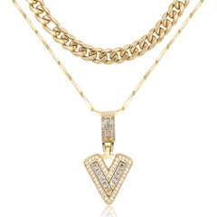 2-Piece 14K Layered Cuban & Initial Necklaces