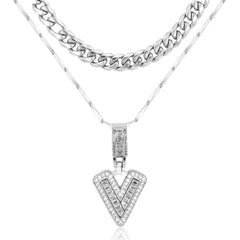 2-Piece 14K Layered Cuban & Initial Necklaces