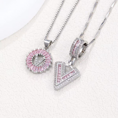 2-Piece 14K Diamond Letter Initial Necklaces (Limited Pink Edition)