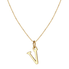 14K Minimal Serif Initial Necklace