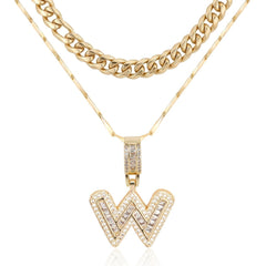 2-Piece 14K Layered Cuban & Initial Necklaces