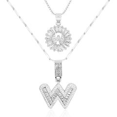 2-Piece 14K Diamond Letter Initial Necklaces