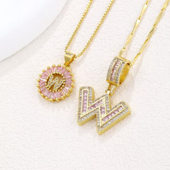 2-Piece 14K Diamond Letter Initial Necklaces (Limited Pink Edition)