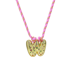 Chunky Gemstone Accented Initial Rope Necklace