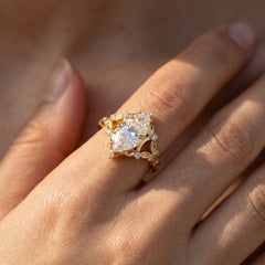 1ct Sterling Silver Marquise Cut Moissanite Droplet Ring