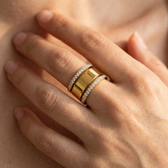 3-Piece CZ Accented Thin & Thick Ring Stack