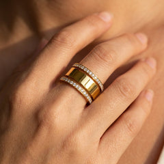3-Piece CZ Accented Thin & Thick Ring Stack