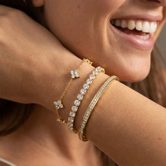14K 3-Piece CZ Accented Bracelet Stack