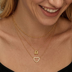 18K 3-Piece Heart & Bubble Letter Initial Necklace Stack