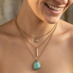 3-Piece Boho Turquoise Stone Center Piece Necklace Stack