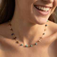 14K Dainty Turquoise Beaded Necklace