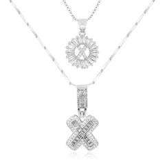 2-Piece 14K Diamond Letter Initial Necklaces