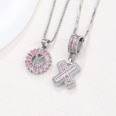 2-Piece 14K Diamond Letter Initial Necklaces (Limited Pink Edition)