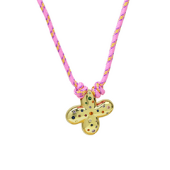 Chunky Gemstone Accented Initial Rope Necklace