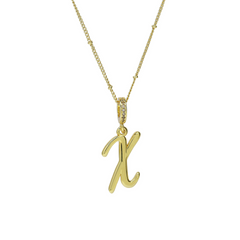 Elegant Cursive Font Satellite Chain Initial Necklace