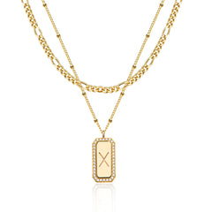 2-Piece Figaro & Satellite Chain Initial Necklace Stack