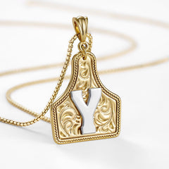 14K Elegant Cowgirl Initial Necklace