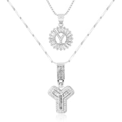 2-Piece 14K Diamond Letter Initial Necklaces