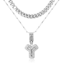 2-Piece 14K Layered Cuban & Initial Necklaces