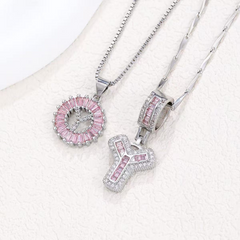 2-Piece 14K Diamond Letter Initial Necklaces (Limited Pink Edition)
