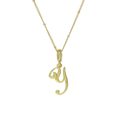 Elegant Cursive Font Satellite Chain Initial Necklace