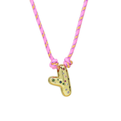 Chunky Gemstone Accented Initial Rope Necklace