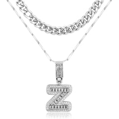2-Piece 14K Layered Cuban & Initial Necklaces
