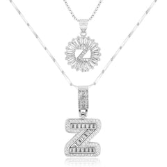 2-Piece 14K Diamond Letter Initial Necklaces